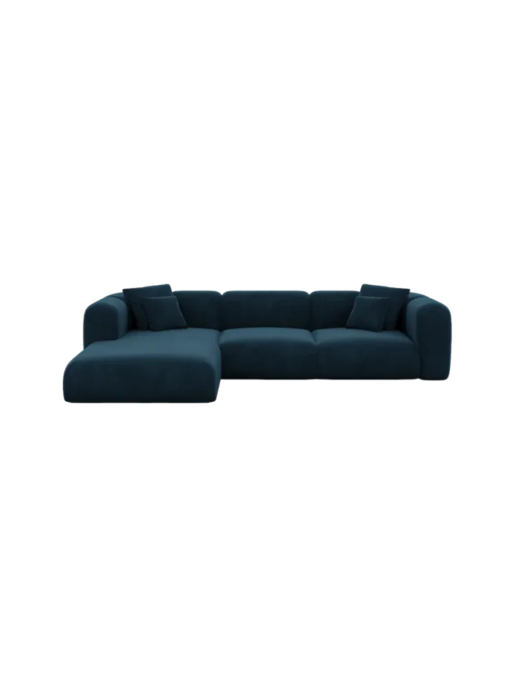 4-Sitzer Design Ecksofa „Bellinzona“ mit Samtbezug Samtbezug Petrol dunkel BLOOMINGLOFT Collection