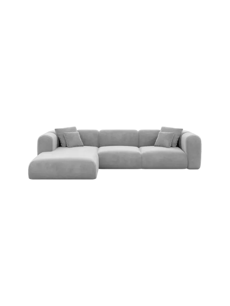 4-Sitzer Design Ecksofa „Bellinzona“ mit Samtbezug Samtbezug Hellgrau BLOOMINGLOFT Collection