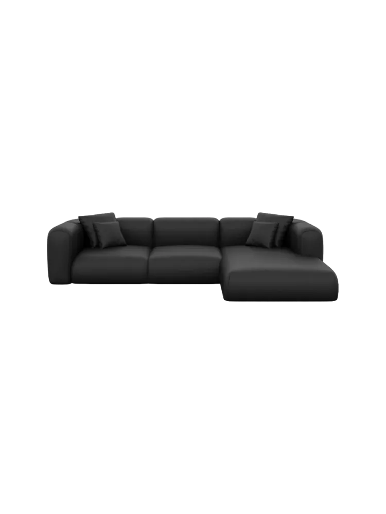 4-Sitzer Design Echtleder Ecksofa „Bellinzona“ Echtleder Schwarz BLOOMINGLOFT Collection