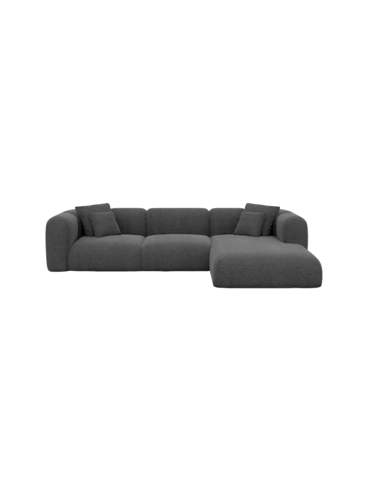 4-Sitzer Design Ecksofa „Bellinzona“ mit Strukturstoff-Bezug Strukturstoff Anthrazit BLOOMINGLOFT Collection