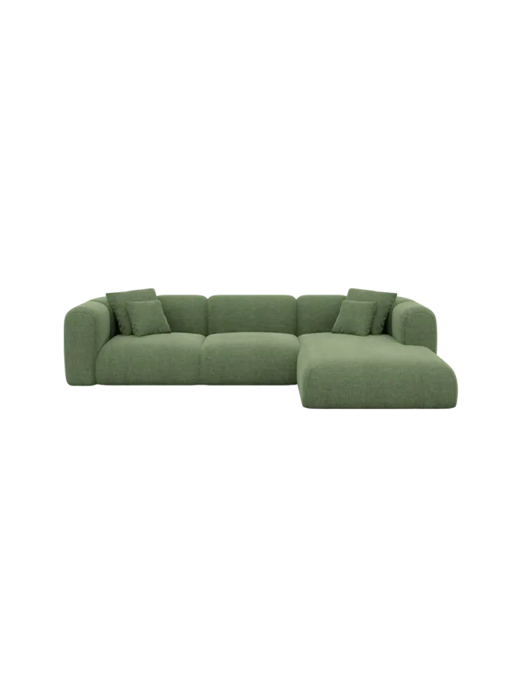 4-Sitzer Design Ecksofa „Bellinzona“ mit Strukturstoff-Bezug Strukturstoff Grün BLOOMINGLOFT Collection