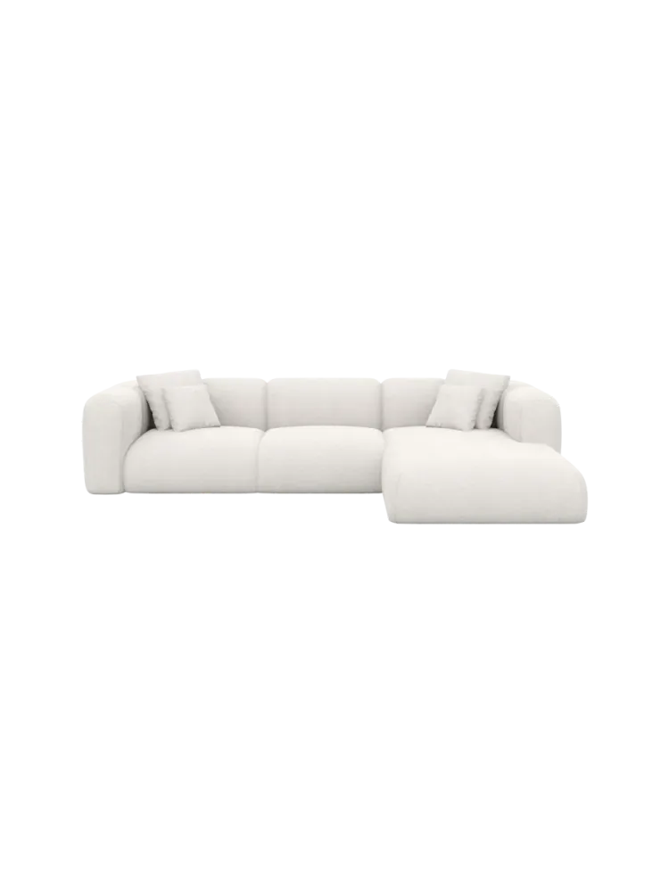 4-Sitzer Design Ecksofa „Bellinzona“ mit Strukturstoff-Bezug Strukturstoff Weiss BLOOMINGLOFT Collection