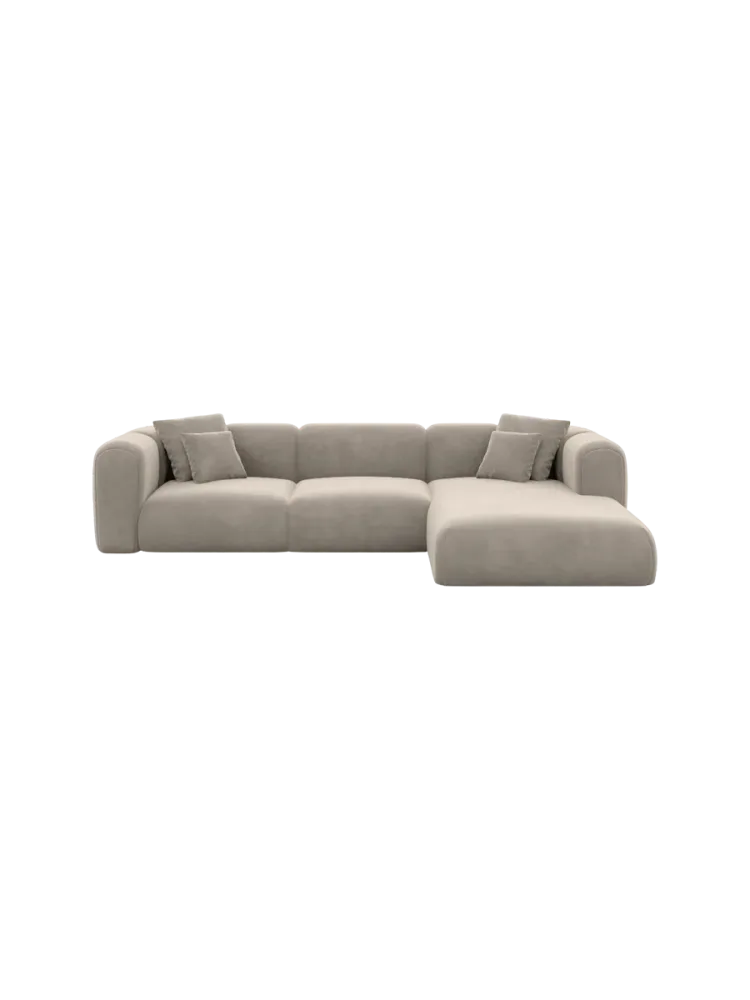 4-Sitzer Design Ecksofa „Bellinzona“ mit Samtbezug Samtbezug Beige dunkel BLOOMINGLOFT Collection