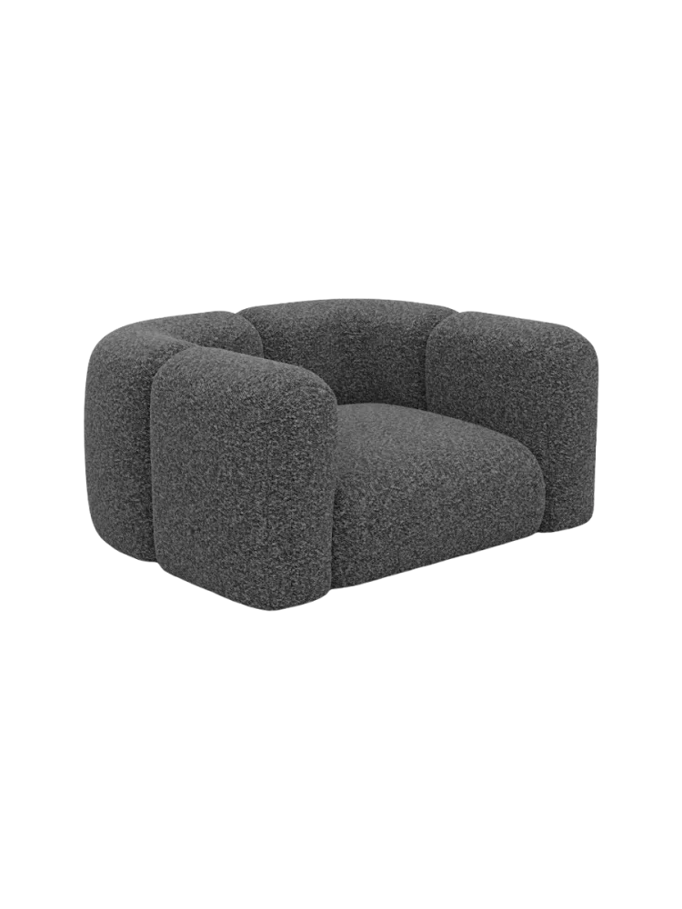 Design Loungesessel „Bellinzona“ mit Bouclé-Bezug Bouclé Graphit BLOOMINGLOFT Collection