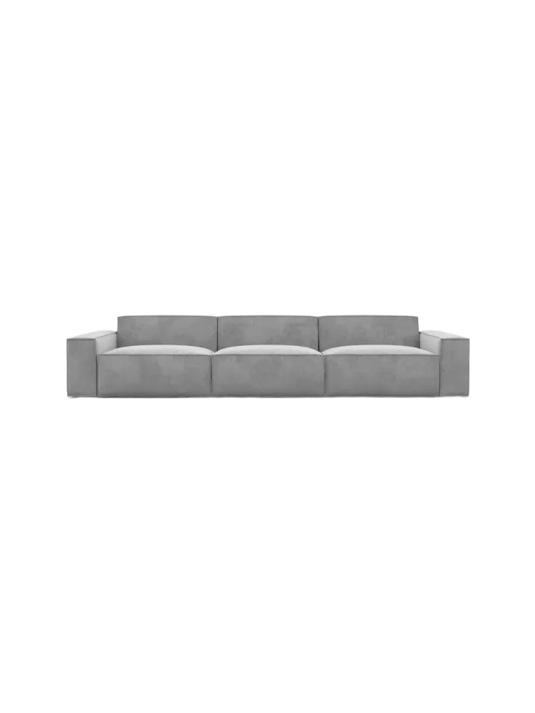 4-Sitzer Design Sofa „Beluga“ mit Samtbezug Samtbezug Hellgrau BLOOMINGLOFT Collection