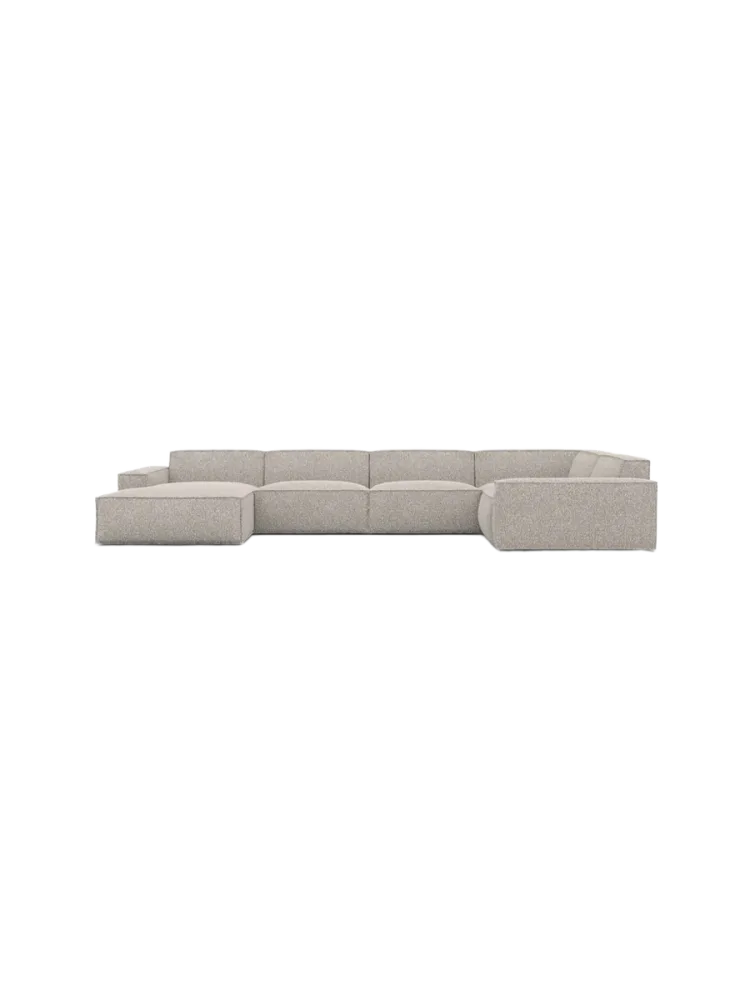6-Sitzer Design Panorama-Sofa „Beluga XL“ mit Bouclé-Bezug Bouclé Toffee BLOOMINGLOFT Collection