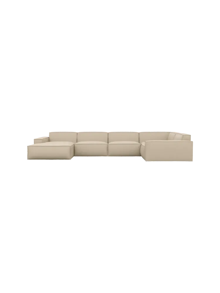 6-Sitzer Design Echtleder Panorama-Sofa „Beluga XL“ Echtleder Beige BLOOMINGLOFT Collection