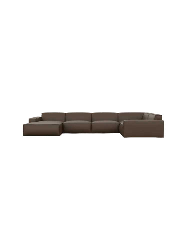 6-Sitzer Design Echtleder Panorama-Sofa „Beluga XL“ Echtleder Dark Brown BLOOMINGLOFT Collection