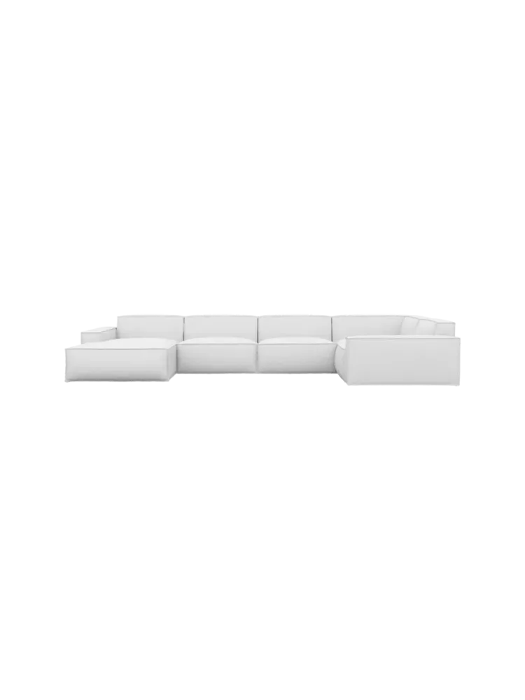 6-Sitzer Design Echtleder Panorama-Sofa „Beluga XL“ Echtleder White BLOOMINGLOFT Collection