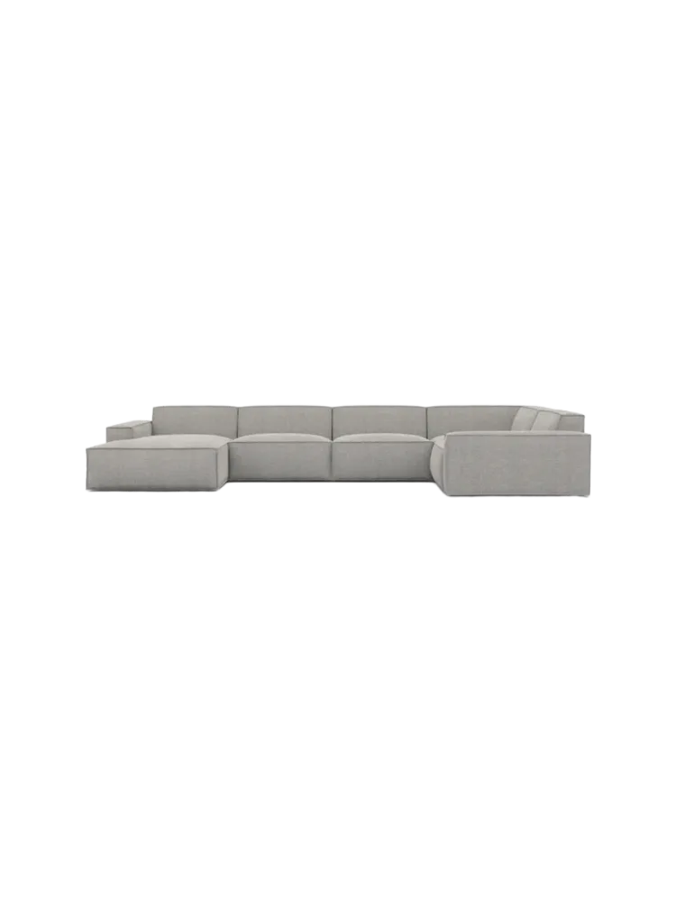 6-Sitzer Design Panorama-Sofa „Beluga XL“ mit Strukturstoff-Bezug Strukturstoff Hellgrau BLOOMINGLOFT Collection