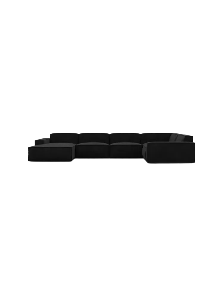 6-Sitzer Design Panorama-Sofa „Beluga XL“ mit Samtbezug Samtbezug Schwarz BLOOMINGLOFT Collection