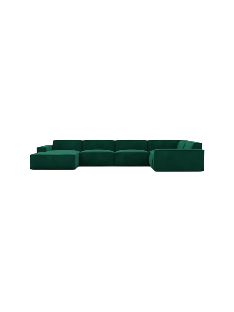 6-Sitzer Design Panorama-Sofa „Beluga XL“ mit Samtbezug Samtbezug Grün BLOOMINGLOFT Collection