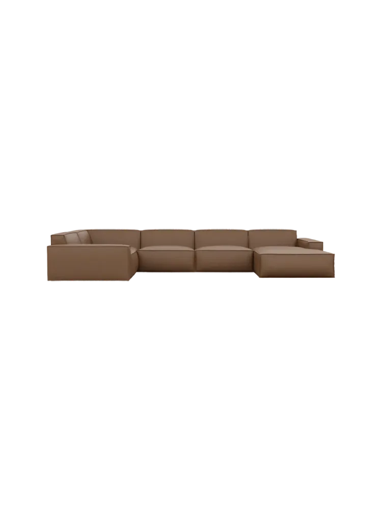 6-Sitzer Design Echtleder Panorama-Sofa „Beluga XL“ Echtleder Choco Brown BLOOMINGLOFT Collection
