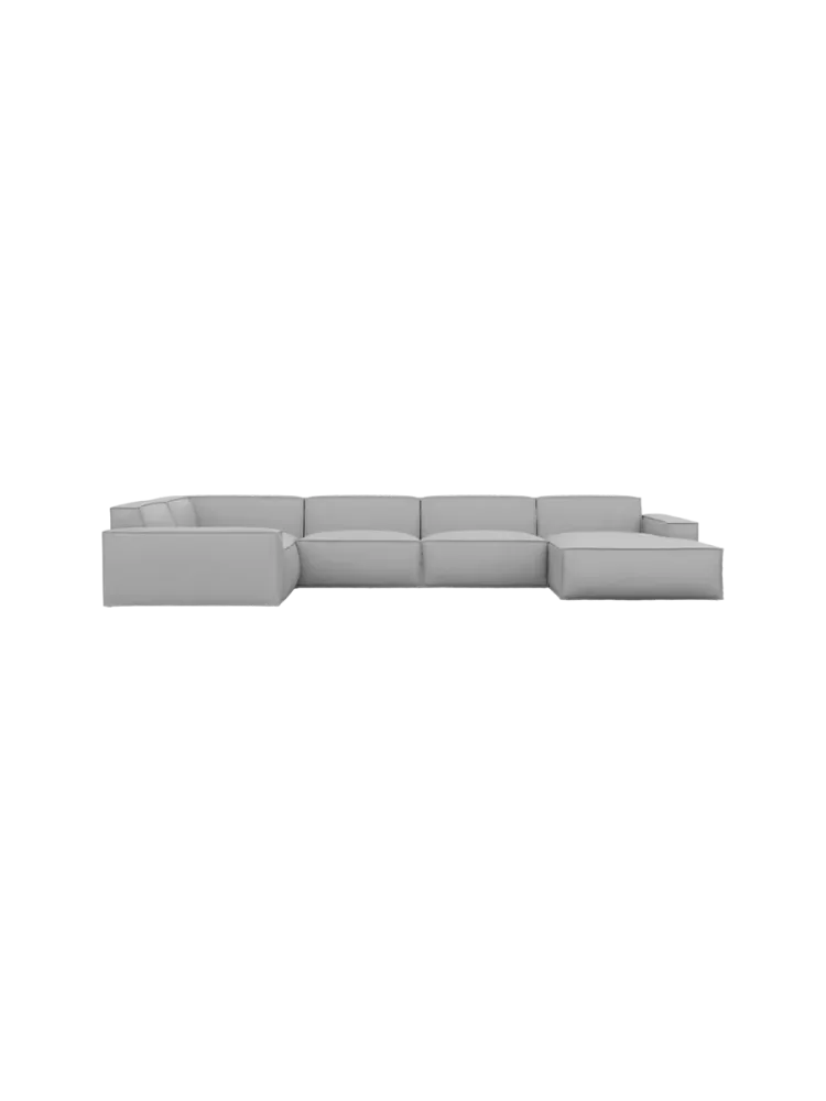 6-Sitzer Design Echtleder Panorama-Sofa „Beluga XL“ Echtleder Light Grey BLOOMINGLOFT Collection