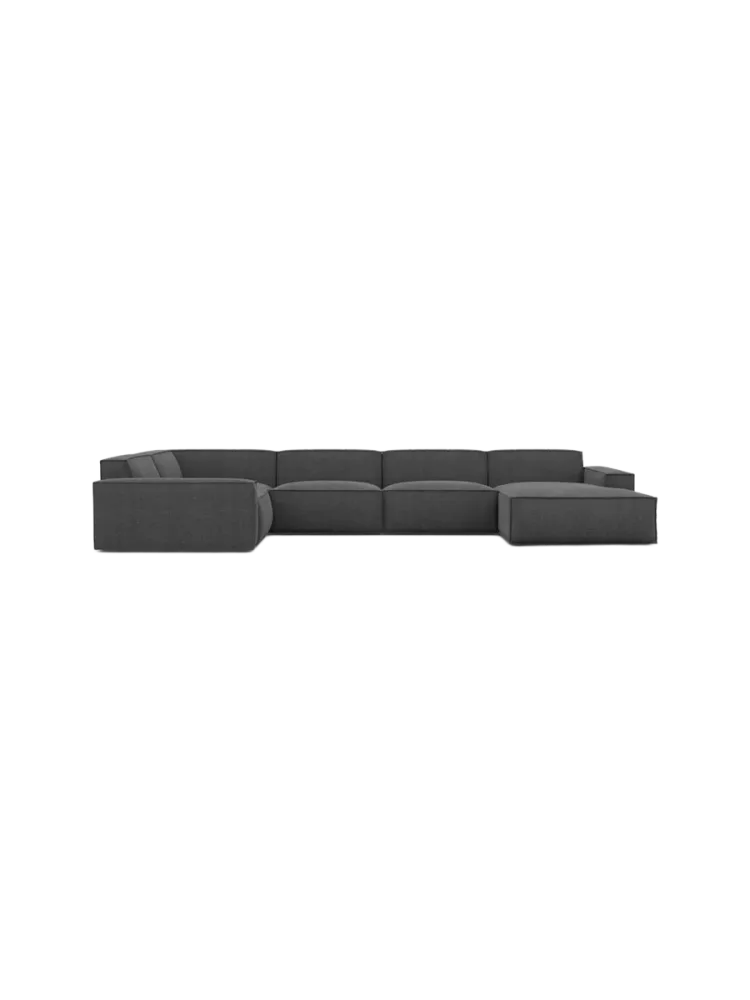 6-Sitzer Design Panorama-Sofa „Beluga XL“ mit Strukturstoff-Bezug Strukturstoff Anthrazit BLOOMINGLOFT Collection