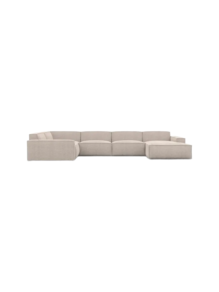 6-Sitzer Design Panorama-Sofa „Beluga XL“ mit Strukturstoff-Bezug Strukturstoff Beige BLOOMINGLOFT Collection