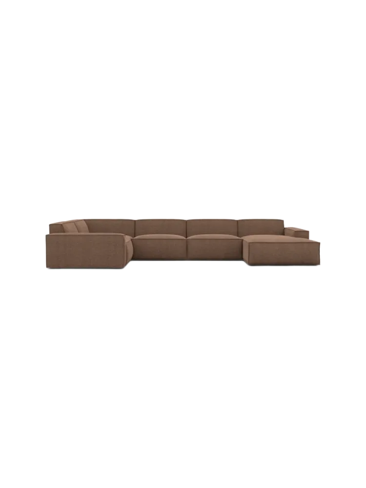 6-Sitzer Design Panorama-Sofa „Beluga XL“ mit Strukturstoff-Bezug Strukturstoff Braun BLOOMINGLOFT Collection