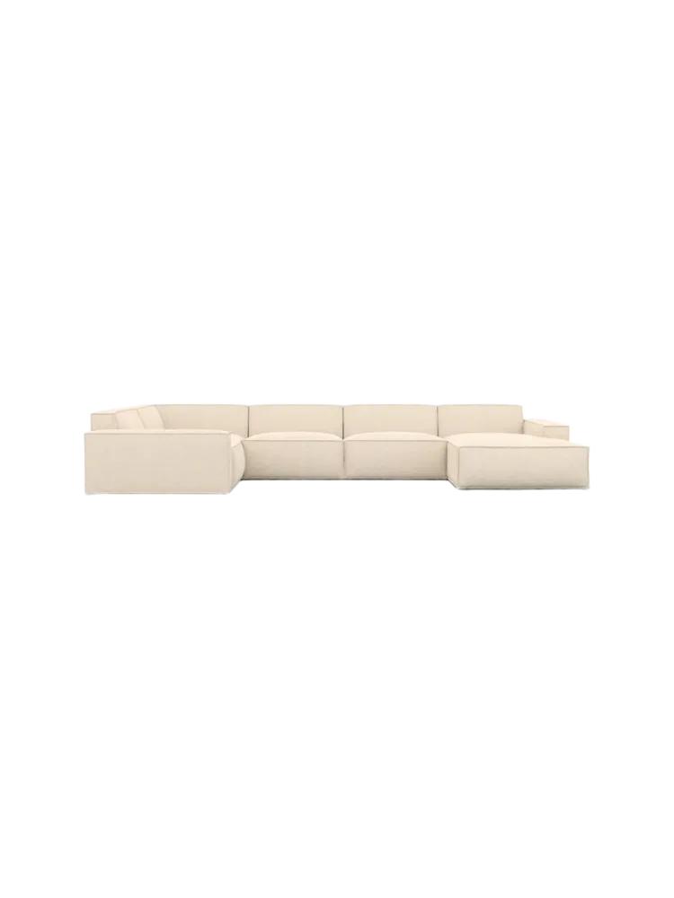 6-Sitzer Design Panorama-Sofa „Beluga XL“ mit Strukturstoff-Bezug Strukturstoff Cream BLOOMINGLOFT Collection