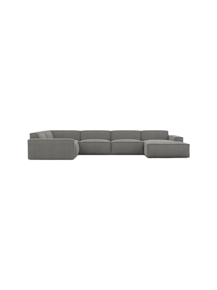 6-Sitzer Design Panorama-Sofa „Beluga XL“ mit Strukturstoff-Bezug Strukturstoff Grau BLOOMINGLOFT Collection