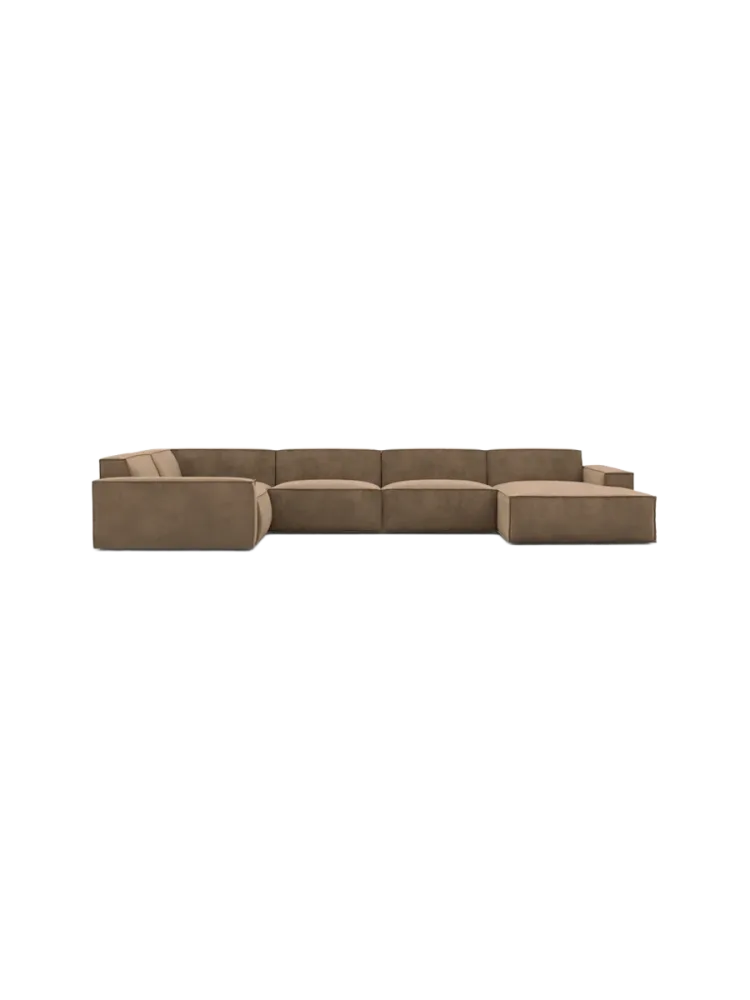 6-Sitzer Design Panorama-Sofa „Beluga XL“ mit Samtbezug Samtbezug Braun BLOOMINGLOFT Collection