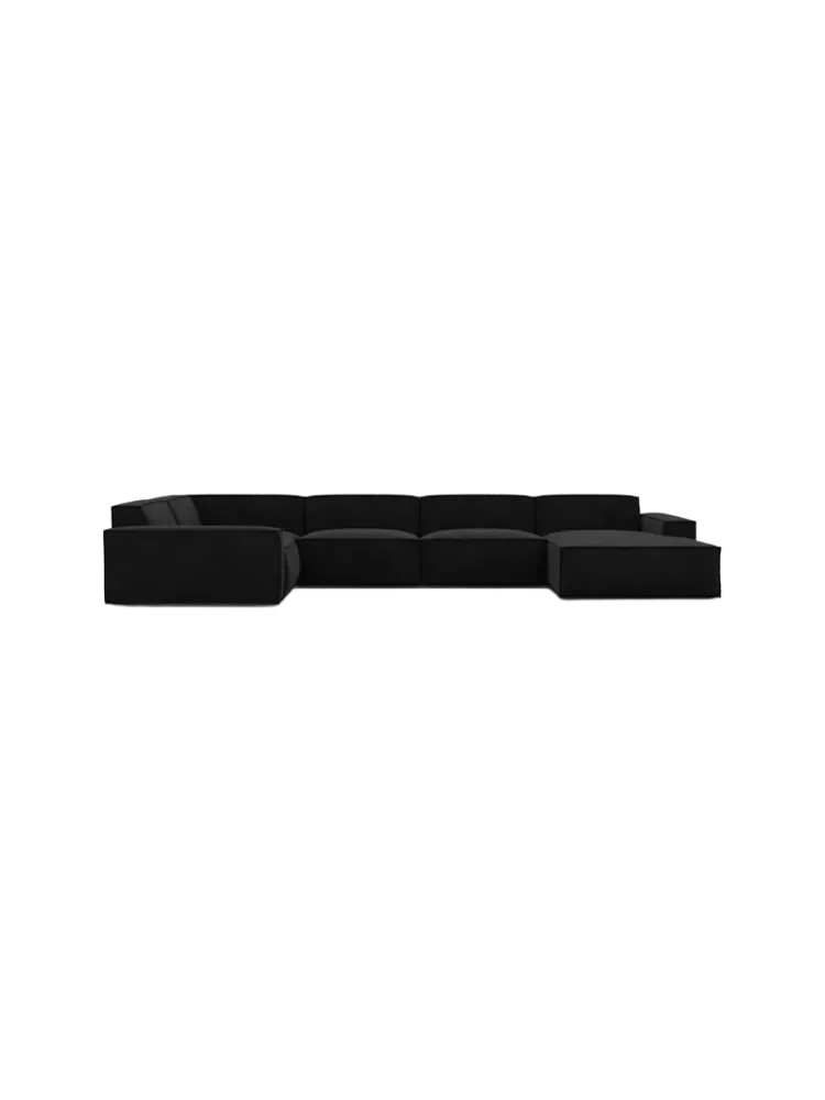 6-Sitzer Design Panorama-Sofa „Beluga XL“ mit Samtbezug Samtbezug Schwarz BLOOMINGLOFT Collection