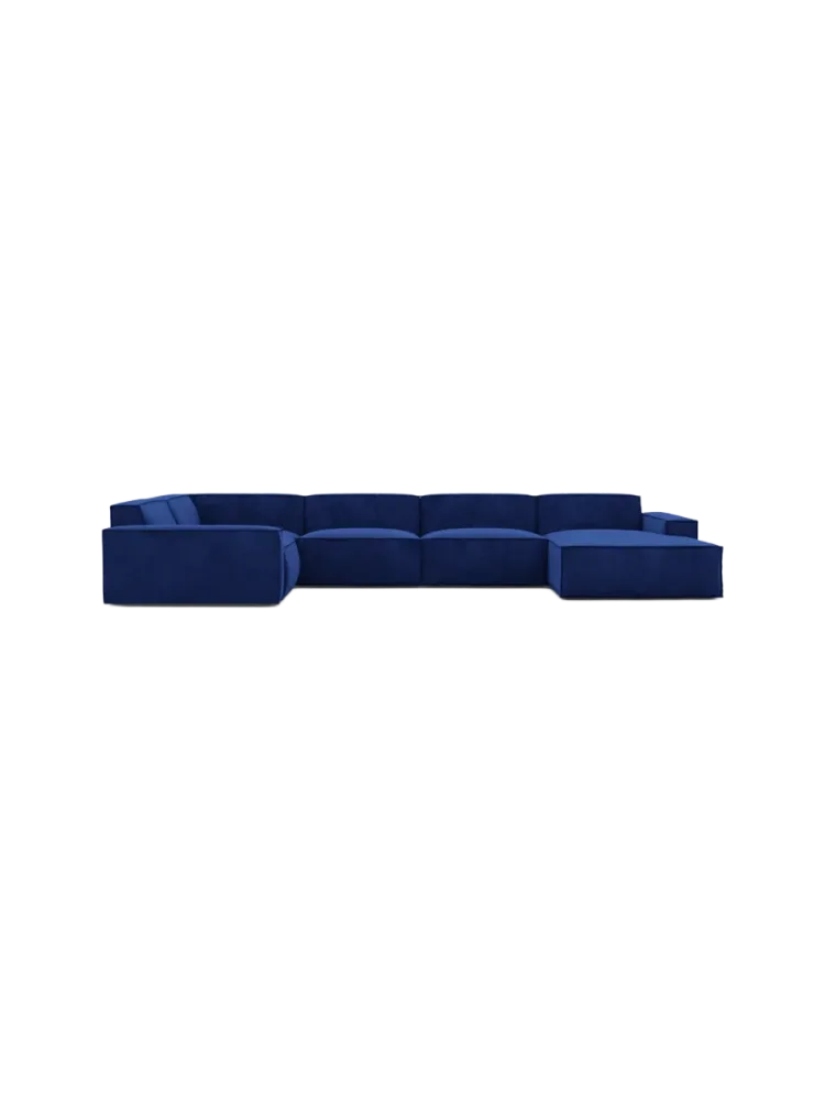 6-Sitzer Design Panorama-Sofa „Beluga XL“ mit Samtbezug Samtbezug Königsblau BLOOMINGLOFT Collection