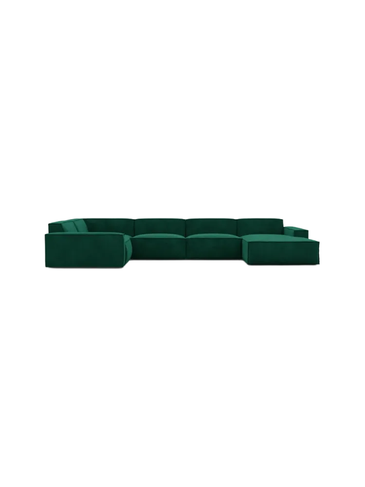 6-Sitzer Design Panorama-Sofa „Beluga XL“ mit Samtbezug Samtbezug Grün BLOOMINGLOFT Collection