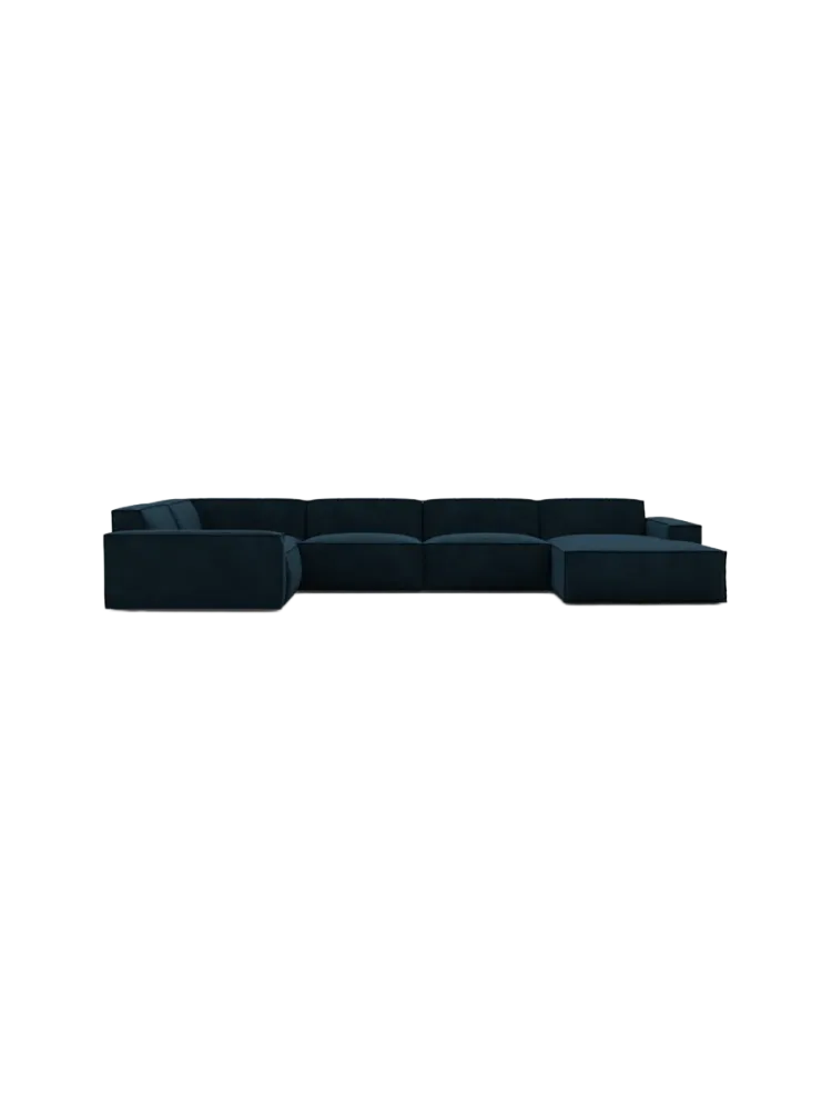 6-Sitzer Design Panorama-Sofa „Beluga XL“ mit Samtbezug Samtbezug Petrol dunkel BLOOMINGLOFT Collection