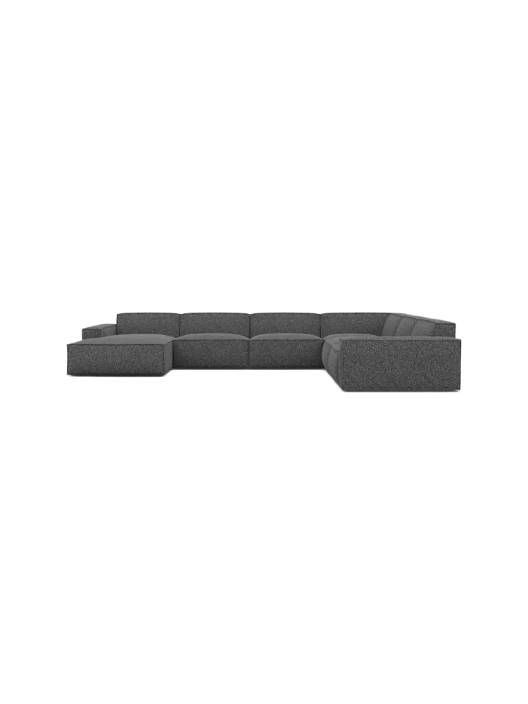 7-Sitzer Design Panorama-Sofa „Beluga XXL“ mit Bouclé-Bezug Bouclé Graphit BLOOMINGLOFT Collection