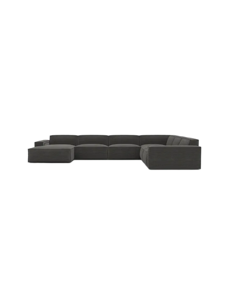7-Sitzer Design Panorama-Sofa „Beluga XXL“, Cordsamt Cordsamt Dunkelgrau BLOOMINGLOFT Collection