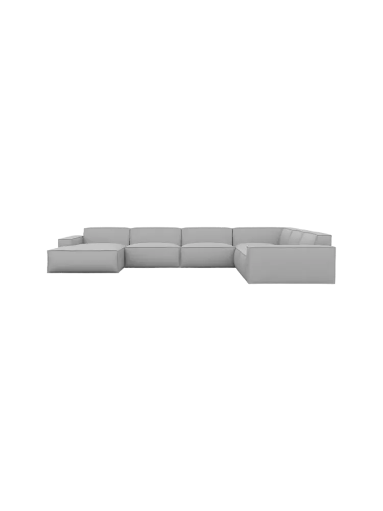 7-Sitzer Design Echtleder Panorama-Sofa „Beluga XXL“ Echtleder Light Grey BLOOMINGLOFT Collection