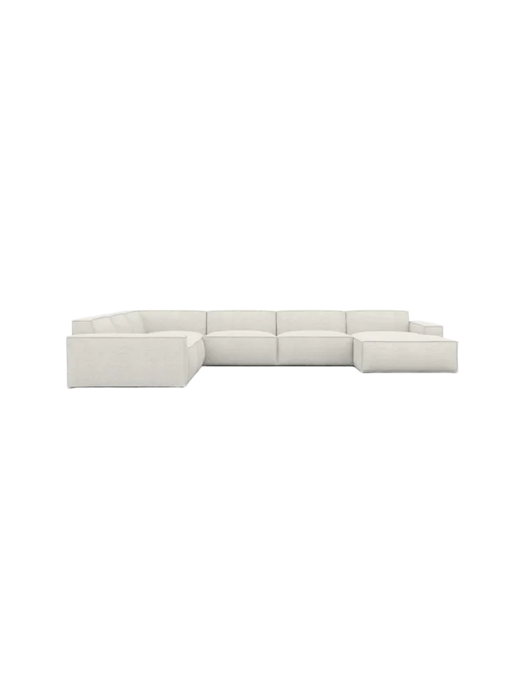7-Sitzer Design Panorama-Sofa „Beluga XXL“ mit Bouclé-Bezug Bouclé White BLOOMINGLOFT Collection