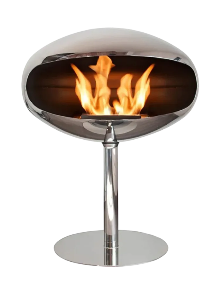 Design Bioethanol Kamin „Cocoon Pedestal“ - Edelstahl poliert Silber Cocoon Fires