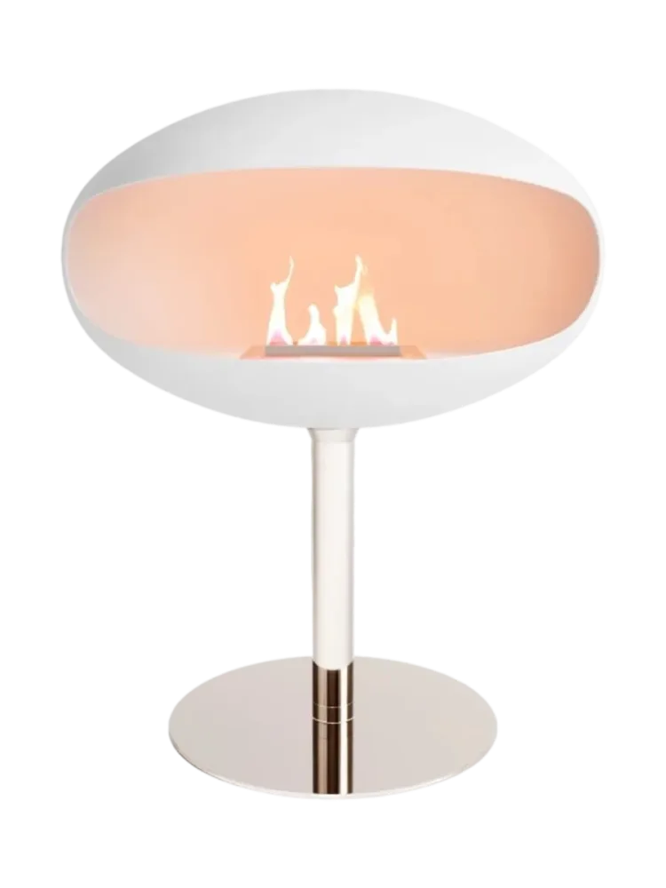 Design Bioethanol Kamin „Cocoon Pedestal“ - Weiss/Edelstahl Weiss, Silber Cocoon Fires