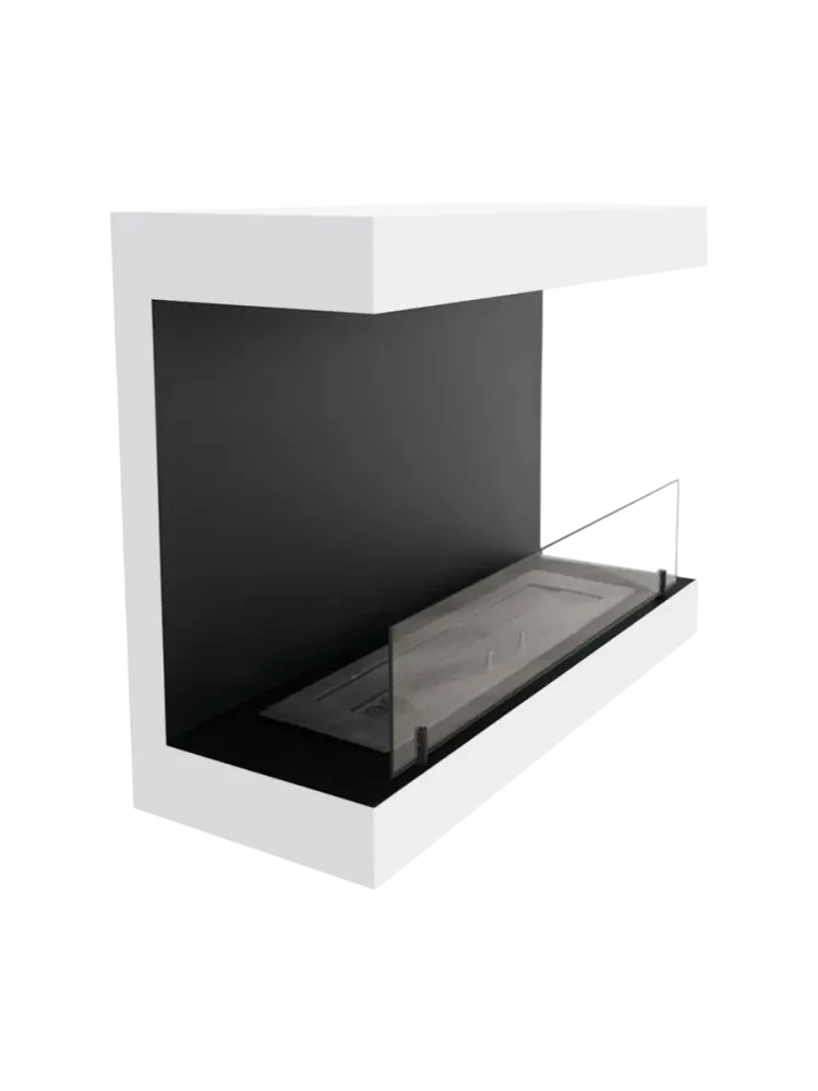 3-seitiger Design Bioethanol Wandkamin „Dakota“, weiss CACHFIRES