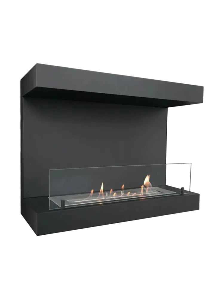 3-seitiger Design Bioethanol Wandkamin „Dakota“, schwarz CACHFIRES