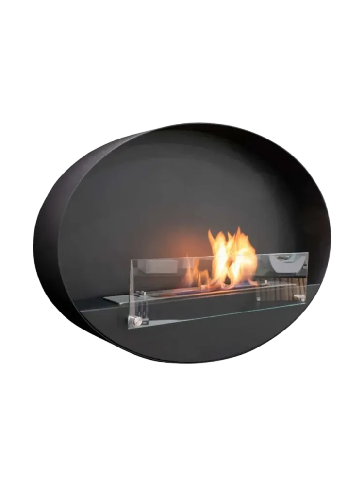 Ovaler Design Bioethanol Wandkamin „Maryland*, Schwarz Schwarz, Matt CACHFIRES