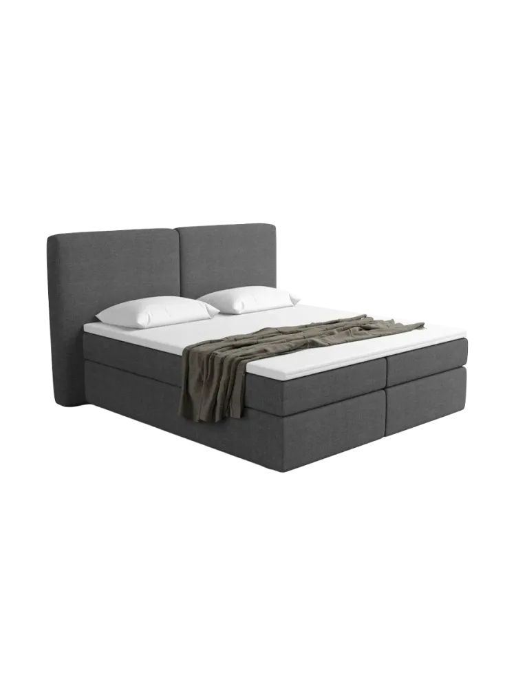 Design Boxspringbett „Castellia“ mit Ablagefach, Webstoff Anthrazit Strukturstoff Anthrazit BLOOMINGLOFT Collection