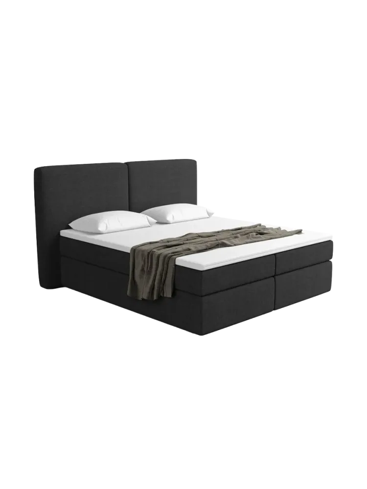 Design Boxspringbett „Castellia“ mit Ablagefach, Webstoff Schwarz Strukturstoff Schwarz BLOOMINGLOFT Collection