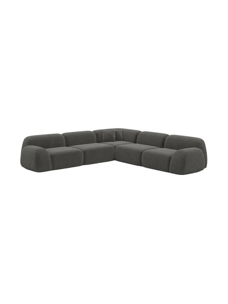 5-Sitzer Design Ecksofa „Lumera“, Cordsamt Cordsamt Dunkelgrau BLOOMINGLOFT Collection