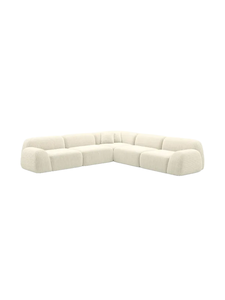 5-Sitzer Design Ecksofa „Lumera“, Cordsamt Cordsamt Beige hell BLOOMINGLOFT Collection