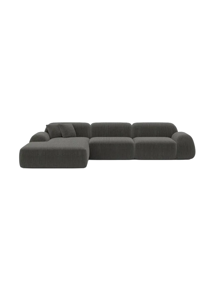 4-Sitzer Design Ecksofa „Lumera“, Cordsamt Cordsamt Dunkelgrau BLOOMINGLOFT Collection