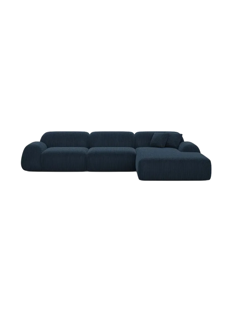 4-Sitzer Design Ecksofa „Lumera“, Cordsamt Cordsamt Dunkelblau BLOOMINGLOFT Collection
