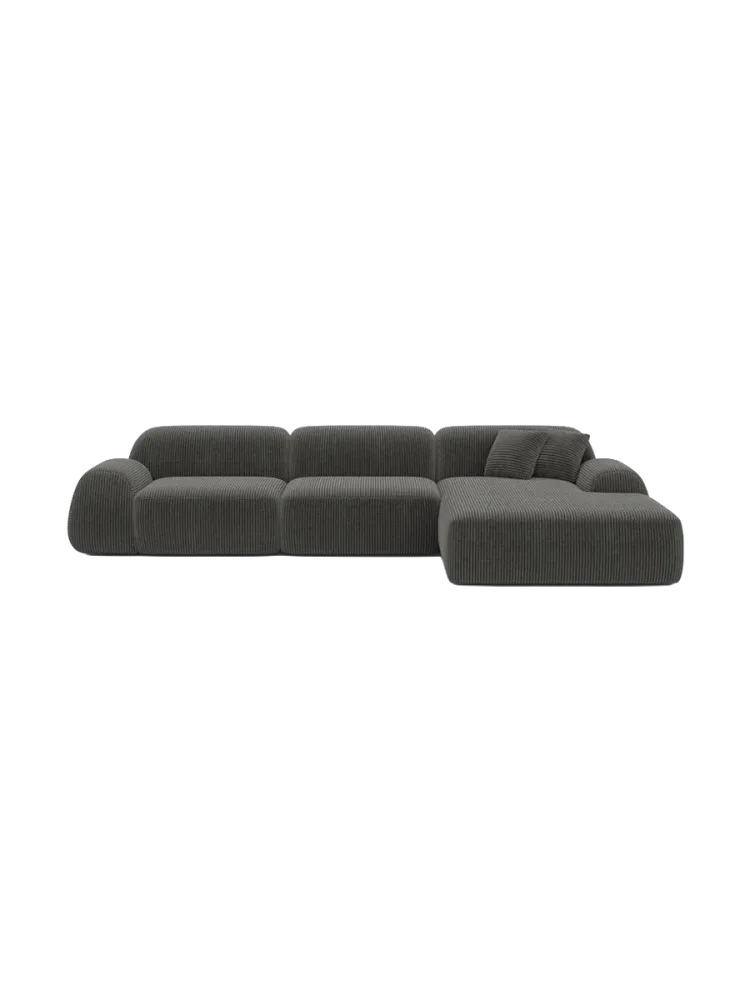 4-Sitzer Design Ecksofa „Lumera“, Cordsamt Cordsamt Dunkelgrau BLOOMINGLOFT Collection
