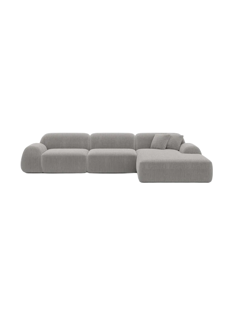 4-Sitzer Design Ecksofa „Lumera“, Cordsamt Cordsamt Hellgrau BLOOMINGLOFT Collection