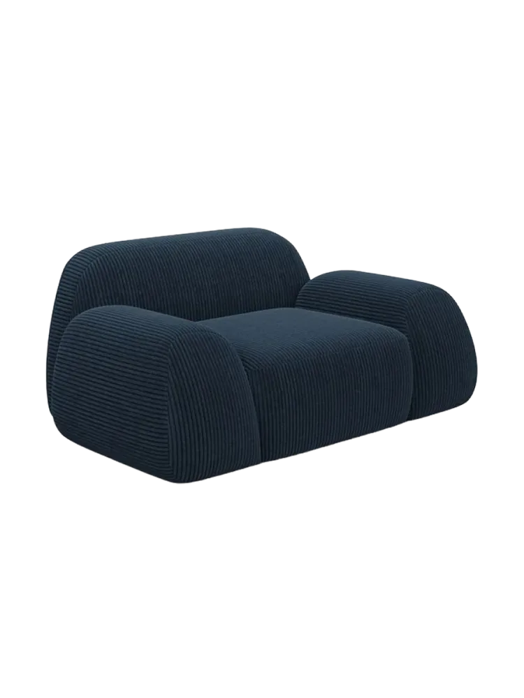 Design Loungesessel „Lumera“, Cordsamt Cordsamt Dunkelblau BLOOMINGLOFT Collection