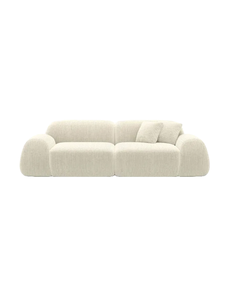 2-Sitzer Design Sofa „Lumera“, Cordsamt Cordsamt Beige hell BLOOMINGLOFT Collection