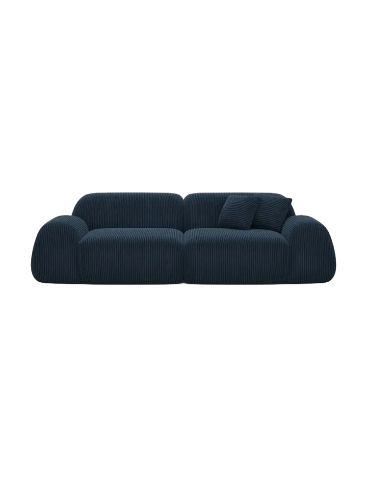 3-Sitzer Design Sofa „Lumera“, Cordsamt Cordsamt Dunkelblau BLOOMINGLOFT Collection