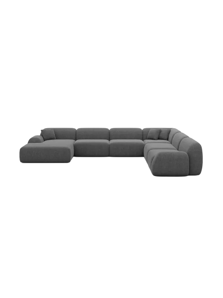 7-Sitzer Design Panorama-Sofa „Lumera XXL“ mit Strukturstoff-Bezug Strukturstoff Anthrazit BLOOMINGLOFT Collection