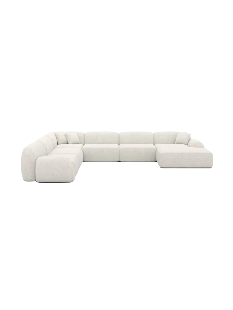 7-Sitzer Design Panorama-Sofa „Lumera XXL“ mit Bouclé-Bezug Bouclé White BLOOMINGLOFT Collection